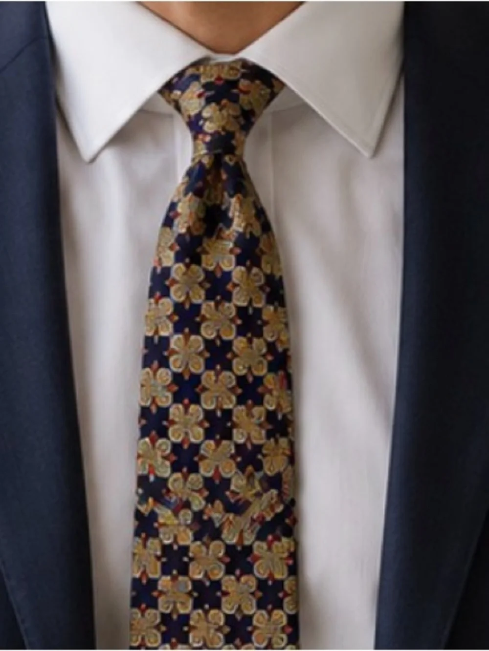 Rene Chagal Classic Navy Floral Necktie - Elegant Patterned Professional Tie